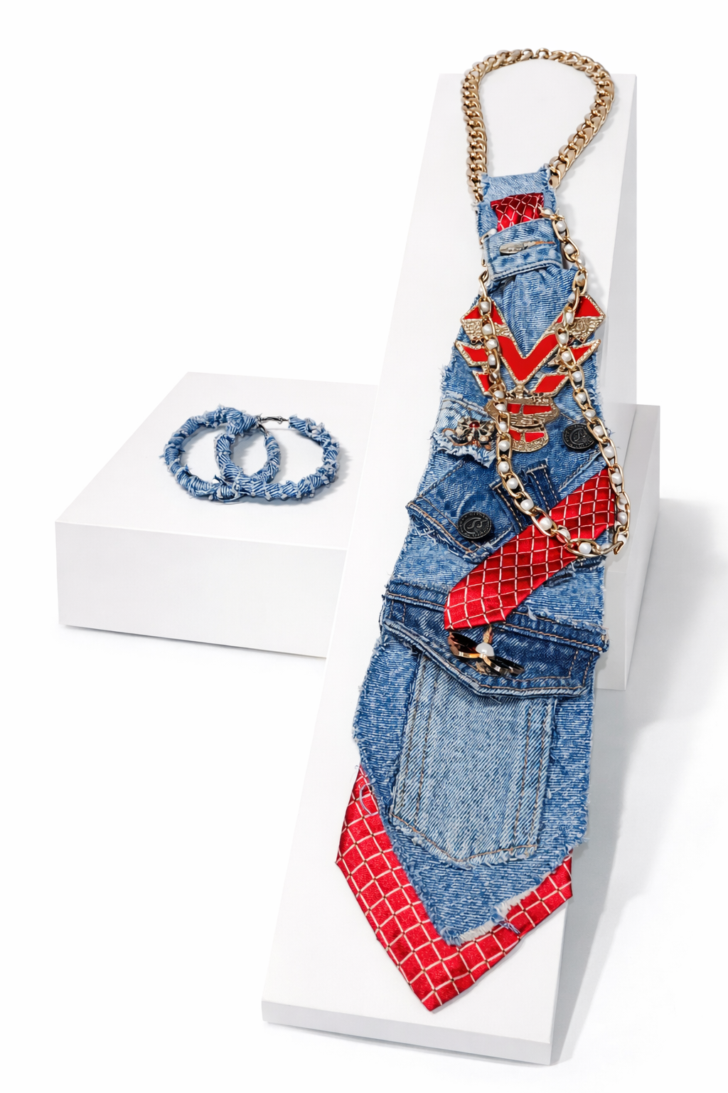 Controlled Chaos Denim Tie -  Junkyard Glam