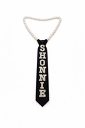 Speak A Thing Custom Denim & Pearl Tie Necklace